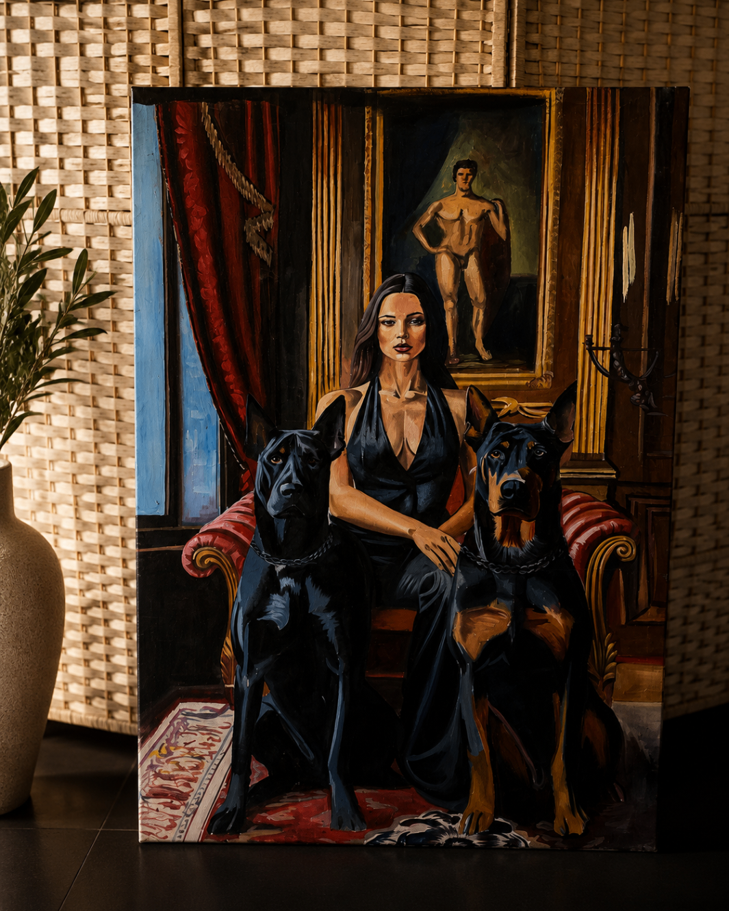Signora con Dobermann